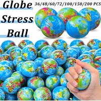 36-200Pcs Globe Stress Ball, 2.5Inch Earth Bouncy Ball, Foam Squeeze Balls,Earth Stress Balls Toy for School Supplies Adult Kids