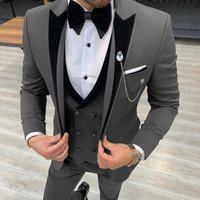 Costume trois pièces Wave Point pour hommes, olympiques décontractés pour hommes, olympiques d'affaires de bureau pour mariage, col blazer et pantalon