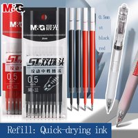 M&G 0.5mm Refill Cartridges, Quick-Drying Ink, 10 per Bag, Black/Red, Compatible with Push-Button Gel Pens