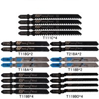 20 Pcs/set HCS Assorted JigSaw Blades for Wood Plastic and Aluminum Fine and Medium Tooth Saw Blades Jigsaw Blades T-Shaft
