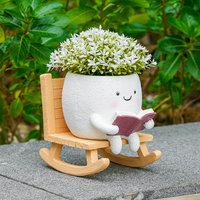 Chair Smile Face Planter Resin Hanging Cute Head Flower Pot with Swing Seat Creative Succulent Flower Pot Garden Plant Container