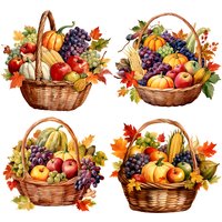 C1244# Fruit Basket Self-Adhesive Wall Decal - Removable, Reusable PVC Sticker for Kitchen & Living Room Decor