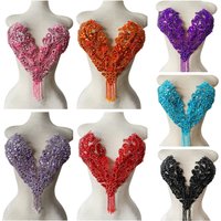 Handmade beaded luxury rhinestone appliqué dress accessories embroidered fabric patches