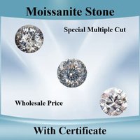 Moissanite Stone Round Shape Special Multiple Cutting D Color Gemstone Wholesale for DIY Charms Jewelry Making with Certificate