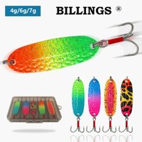 BILLINGS 5pcs Box Set of Colorful Metal Spinnerblades Willow-Leaf Spinnerblades, Spinnerblade Hard Lures for Silver Carp
