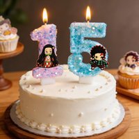 Demon Slayer Theme Candle Number 0-9 Kimetsu No Yaiba Candle Cake Decoration Birthday Party for Kids Baby Shower Supplies