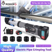 Podofo Electric Pipe Crimping Tool Kit with 5 Pro Press Jaws for TH16/20/25/26/32mm Copper Pipes and Stainless Steel Pipes, 2pcs 5 Ah Battery and Charger