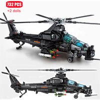 SEMBO 732PCS Militär Hubschrauber Z-10 Modell Bausteine Stadt SWAT Bewaffneten Flugzeug Gunship Ziegel Spielzeug Für Jungen Geburtstag Geschenke