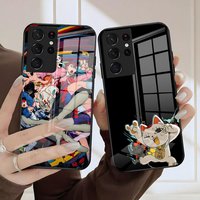 ANIME D-Dandadans Phone Case For Samsung S26 S25 S24 FE S23 S22 S21 Plus S20 Ultra Note20Ultra Black Glass Cover
