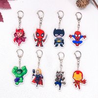 1/16Pcs Cartoon Avengers Spider-Man Car Keychain Accessories Acrylic Cute Charms Pendant For Bag Key Holder Backpack Decoration