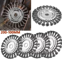 10-4in Steel Wired Grass Trimmer Head Lawn Mower Brush Disc Twist Knot Brush Steel Wire Wheel Brush Disc Lawnmower Garden Tools