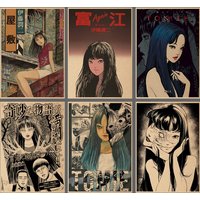 Classic Horror Manga Tomie Kawakami Frameless Canvas Core Printed Poster Wall Decoration Animation Peripherals