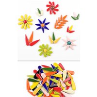 DIY Mosaic Handmade Water Drop Petal Ceramic Tiles Decorative Porcelain Tiles Artistic Materials Daisy Petal Ceramic Mosaic Tile
