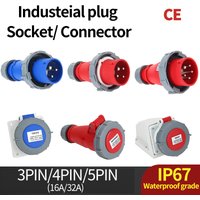 Industrial Plug and Socket 3P/4P/5Pin Electrical Connector 16A 32A IP67 waterproof Wall Mounted Socket MALE FEMALE 220V 380V