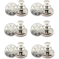 6 Stück verstellbarer, abnehmbarer Jeansknopf. Nähfreier Vintage-Metallknopf, Bekleidungsknopf-Zubehör, I-Knopf
