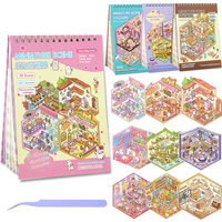 3D Scenes Stickers Book DIY Mini Room Visual Stacking Cartoonr Stickers Creative Kids Decorating Scrapbooking Accessories