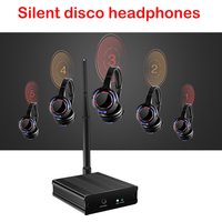 Rechargeable Silent Disco LED Wireless Headphones Bundle with 5pcs Headsets 1 Transmitter 500m Distance