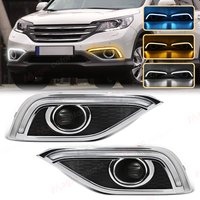 For Honda CRV CR-V 2012 2013 2014 LED DRL Daytime Running Light Daylights Dynamic Turn Signal Fog Lamps White Yellow Blue 12V