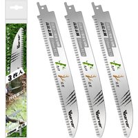 3PCS 210mm 12TPI Japanese Teeth Triple-Ground HCS Reciprocating Saw Blades for Garden Bamboo Tree Wood Pruning