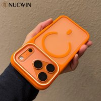 Luxury Orange Matte Transparent Magnetic Phone Case for iPhone 12 13 14 15 16 17 Pro Max Air 11 Skin Feel Shockproof Cover 17Pro