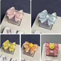 Personalized Translucent Bow Keycap Creative Mechanical Keyboard With Pink And Blue Keycap Accessories Added
