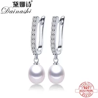 2026 Women Freshwater Pearl Earrings Zircon Fashion 925 Sterling Silver Drop Earring White Real Pearl Wedding Jewelry With Box