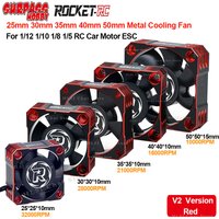 Surpass Hobby Rocket-RC 30mm 40mm 50mm 25mm 35mm ventilateur de refroidissement en métal pour voiture RC ESC moteur Dissipation thermique-Version V2 rouge et noir
