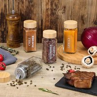 6/12/24pcs Glass Spice Jars with Bamboo Lids Or Metal Lids Include 4oz Square Spice Containers Minimalist Spice Labels Stickers