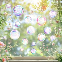 Dreamy Colorful Bubble Vinyl Glass Stickers Removable Electrostatic Decals for Door Window Wall Living Room Bedroom Home Decor