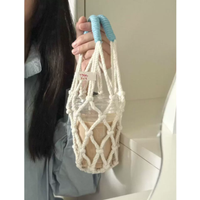 Water Cup Net Bag, Purely Hand-Woven, Portable Tote Bag, Milk Tea Coffee Cup Cover, Travel Cup Cover