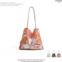 MABULA National Floral Large Capacity Shoulder Bag Fashion Messenger Bag Women's Commuter Handbag for Travel Grocery Tote Bag