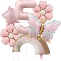 6pcs Newest Butterfly Birthday Balloon 40inch Number Set Gold Pink Foil Ball Baby Shower Helium Balloon Birthday Party Decor