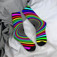 Rainbow Swirl Men's Socks Novelty Funny Hip-Hop Happy Socks Breathable Non-Slip Outdoor Casual Fashion Socks Crazy Party Gift