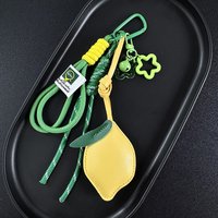 Summer Leather Lemon Backpack Pendant Nylon Woveb Rope Keyring Decoration Key Chain Ornament