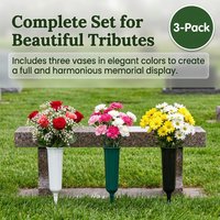 1/3pcs Cemetery Vase with Spikes Plastic Floral Vase Holder for Gravestone Grave Yard Ground Outdoor Flower Marker Decorations