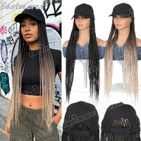 EAST Synthetic Wig Hat Hand Woven Dirty Braid Baseball Cap One Piece Women Triple Braids Black Hip Hop Street Dance Hat