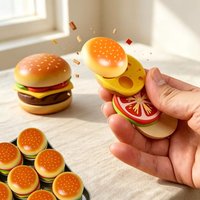 Magnetic Hamburger Fidget Slider Toy Simulated Layered Stress Relief Twist Suction EDC Fingertip Toy for Adults and Kids