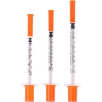 /KQM/5Pcs 0.3/0.5/1ML Disposable Plastic Veterinary Syringe Orange Cap Sterile Insulin Syringe With Needles For Pet Farm Animal