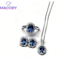 New fashion 925 sterling silver natural London blue topaz set luxury jewellery accessory with deep refined and elegant colour