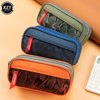 Double zipper camouflage canvas pencil case Boys Girl pencil bag School Stationery bag Student supplies pen case storage bags