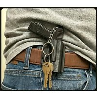 Simulation Pistol Shaped Tactical Keychains Creative Decompression Accessories Pendant for Key Bag Decor Men Gift