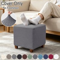T-Shape Jacquard Square Stool Cover Ottoman Stool Cover Elastic Sofa Footrest Slipcovers for Living Room Office Home Decor