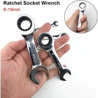 Short Handle Labor-saving Ratchet Wrench Mini Dual-purpose Ratchet Wrench Adjustable Auto Repair Hardware Ratchet Spanner Tools