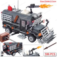 Apocalypse Armored Vehicle Dark Gray Bus Building Block MOCFigures Weapons Armored Escape Vehicle Equipment Scene Model Gift Toy