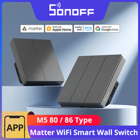 Interrupteur mural intelligent SONOFF M5 80/86 Type Matter avec bouton physique, mode relais détachable, programmation, commande vocale via Alexa Google Home