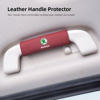 Car Interior Ceiling Handle Protective Cover For Skoda Octavia Kodiaq Fabia Superb Karoq Yeti Suede Pull Gloves Accessories