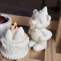 3D Blowing Bear Silicone Mold, No Electricity Needed - DNEJIU Cute Mold for DIY Candles, Resin Crafts & Home Decor