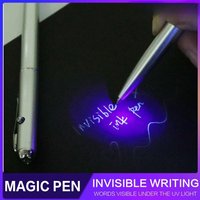 1PC Invisible Ink Pen with Magic UV Light Money Detector Pen UV Light Creative Secret Message Writing Ballpoint Technical Pens