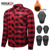 WOSAWE Men's Women's Winter Motorcycle Jacket Warm Motocross Motorbike Checkered Casual Outdoor Riding Shirts
