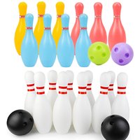 Bowling Set Plastic color 2Ball and 10Pins Bowling Games Outdoor Sports Indoor Exercise Ball Gutterball Funny Bowling Set TMZ